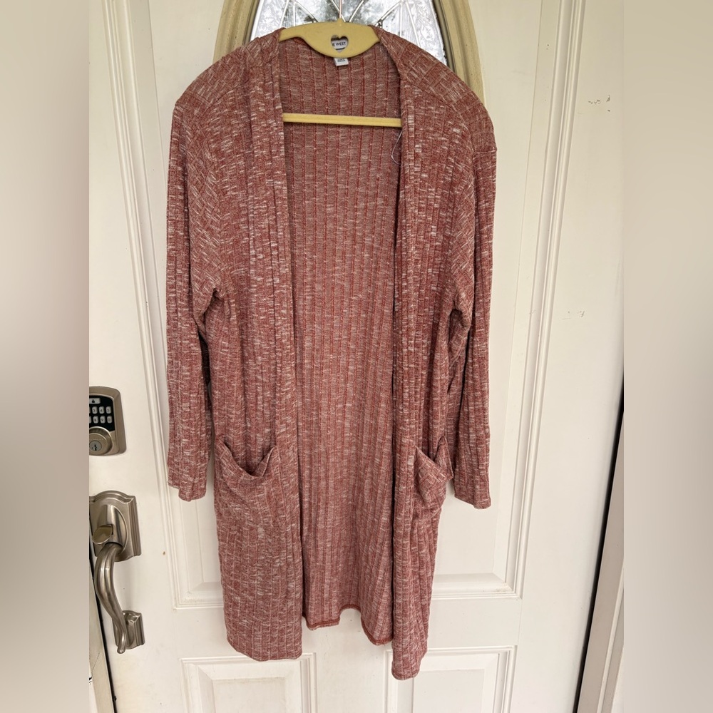 Nine West Women's Ribbed Open Front Cardigan - Rose